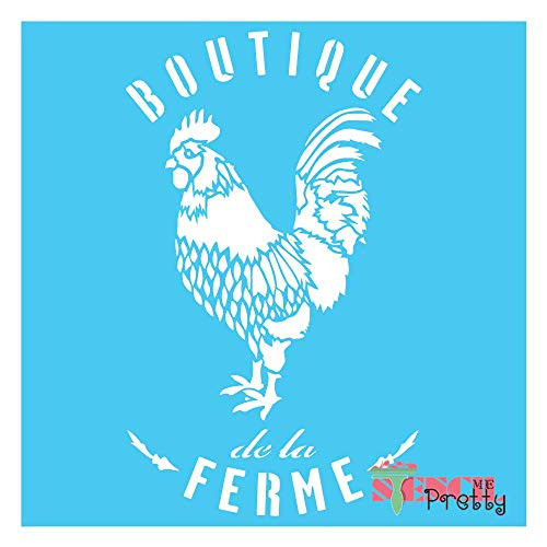 French Rooster Stencil Best Vinyl Large Stencils for Painting on Wood Canvas Wall etc.-XS  7 inch x 11.5 inch   Brilliant Blue Color Material