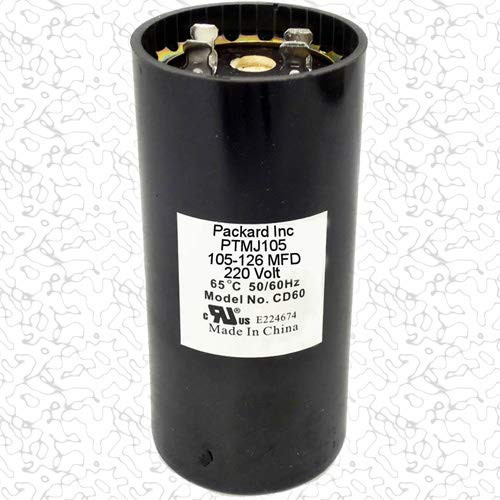 Room Air Conditioner Replacement Partst Packard PTMJ105 Motor Start Capacitor. 105-126 MFD UF   220-250 VAC