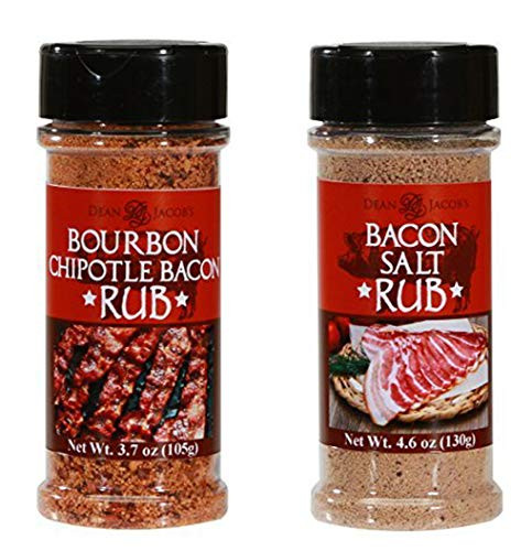 Dean Jacobs Bourbon Chipotle Bacon Rub 3.7 oz. and Maple Bacon Rub 3.6 oz - shaker Jar 2 pack