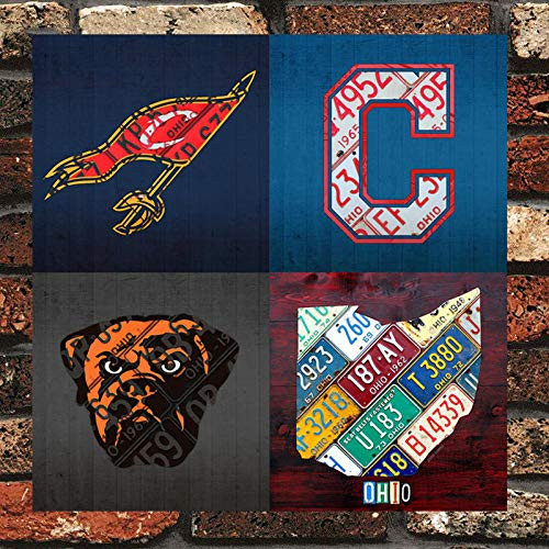 LIBAR Cleveland Sports Fan Recycled Vintage Ohio Vintage Retro Metal Wall Decor Art Shop Man Cave Bar Garage 12 inchx12 inch Sign