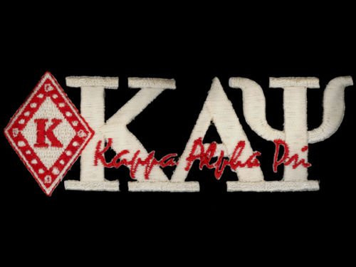 Kappa Alpha Psi 1 3 8 inchT W White Sphinx letters Emblem Patch
