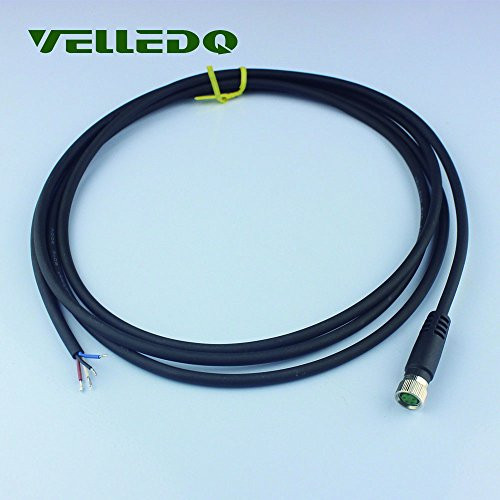 VELLEDQ Industrial Field-wireable M8 Sensor Connector 4-Pin Female Adaptor Plug Fittings with 2M/79 inch PUR Actuator Cable