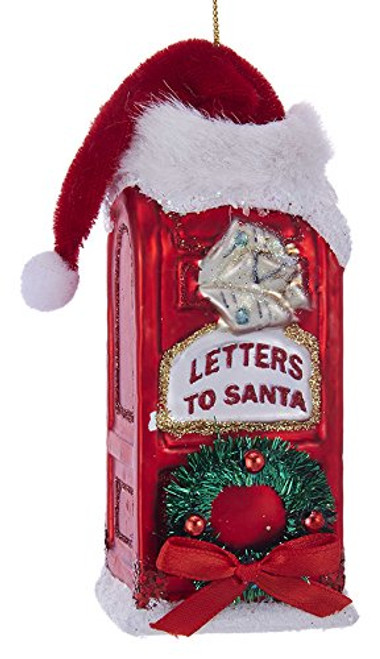 Kurt S. Adler Kurt Adler 4.5-Inch Glass Mailbox with Santa Hat Ornament
