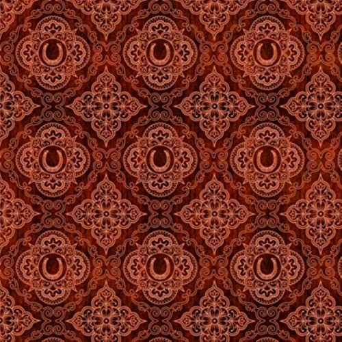 QT Fabrics Unbridled by Dan Morris 24696 T Rust Horseshoe Medallions BTY