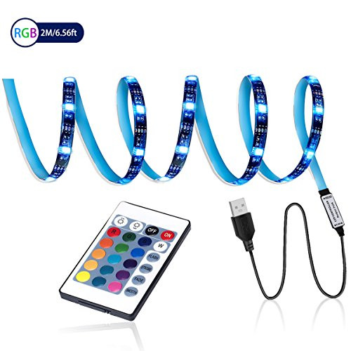 LED TV Backlight,SMY USB LED Strip Light,RGB Multi-Colour LED Light Strip Kit Waterproof IP65, 60LED with Wireless Remote Controller for TV/PC/Laptop Bias Lighting (6.56Ft)