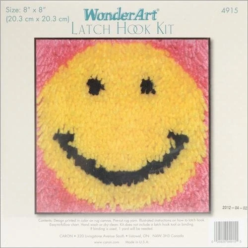 Caron Wonderart Latch Hook Kit 8"X8"-Smile