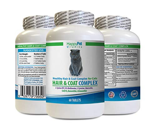 HAPPY PET VITAMINS LLC cat Healthy Skin - Cats Natural Hair and Coat Complex - Immune System Boost - Nail Health - Vitamin b for Cats - 1 Bottle  60 Tablets