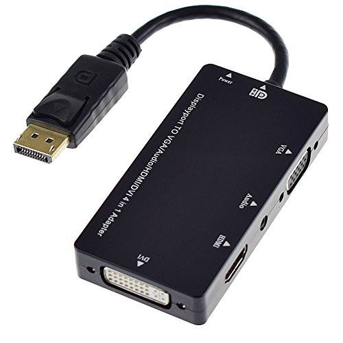 WestCowboy 4 in 1 Displayport(DP) to HDMI/DVI/VGA Adapter Cable with Audio Output Converter for Apple Macbook Air Pro, Microsoft Surface Pro, Surface Book (Black)