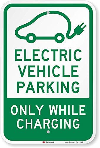 DYLAN MILLER Safety Sign - Electric Vehicle Parking - Only While Charging Sign DYU0193 8 x 12 Inches Metal Sign Durable Indoor and Outdoor Signs Street Signs