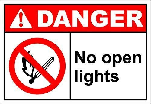 DYLAN MILLER Safety Sign - No Open Lights Danger OSHA ANSI DYU0746 8 x 12 Inches Metal Sign Durable Indoor and Outdoor Signs Street Signs