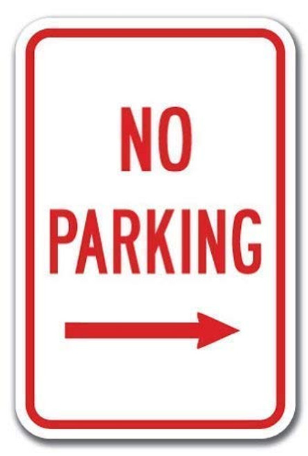 DYLAN MILLER Safety Sign - No Parking with Right Arrow Sign DYU0939 8 x 12 Inches Metal Sign Durable Indoor and Outdoor Signs Street Signs