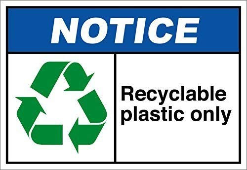 DYLAN MILLER Safety Sign - Recyclable Plastic Only Notice OSHA ANSI DYU0322 8 x 12 Inches Metal Sign Durable Indoor and Outdoor Signs Street Signs