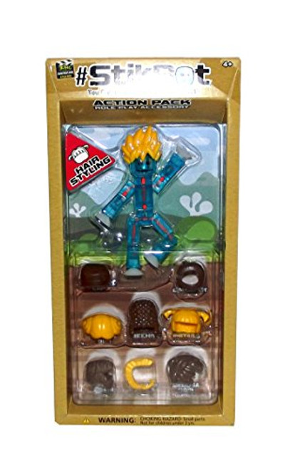 #StikBot Action Pack Figure Roleplay Accessory Set (Blue, Hair Styling)
