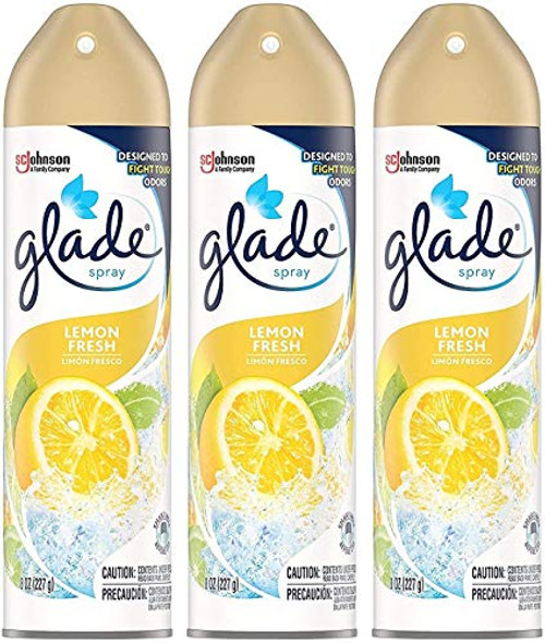 Glade Air Freshener Spray - Lemon Fresh - Net Wt. 8 OZ 227 g Per Can - Pack of 3 Cans Glade Air Freshener Spray - Lemon Fresh - Net Wt. 8 OZ 227 g Per Can - Pack of 3 Cans
