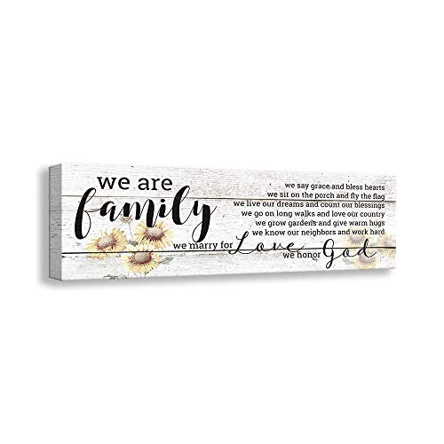 Kas Home Family Sign Wall Decorations for Living Room Inspirational Wall Art Motto Canvas Prints Framed Home Decor Wood Grain Background HD Vintage Plaque Wall Decor  Family5.5 X 16.5 inch