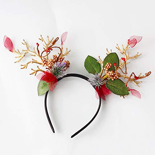 Christmas Hair Hoops Headband Reindeer Antlers Headband Cute Xmas Hair Hoops Christmas Reindeer Party Supplies Costume Headbands for Christmas Holiday Party Style-2