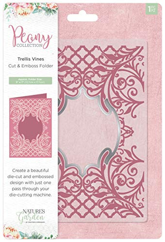 Crafters Companion Natures Garden - Peony Collection Cut  and  Emboss Folder - Trellis Vines usone size Transparent