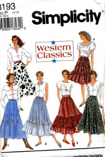 Simplicity Sewing Pattern 8193 Misses Western Skirts H  Size 6 8 10