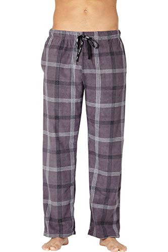 Intimo Mens Microfleece Plaid Lounge Pant Grey XL