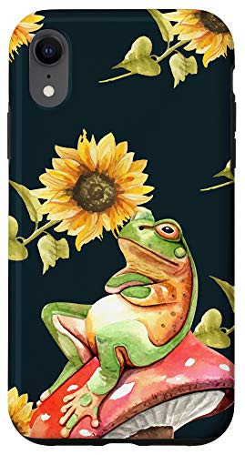 iPhone XR Frog On Mushroom Dandelion Flower Cute Floral Pattern Case