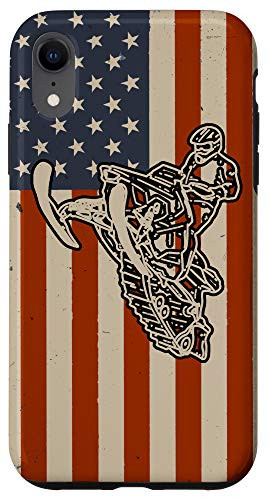 iPhone XR Snowmobile Riding l American Flag 4th Of July l Snowrider Case