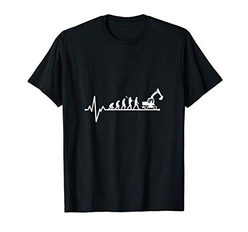 Heartbeat Excavator Driver Evolution Construction Worker T-Shirt