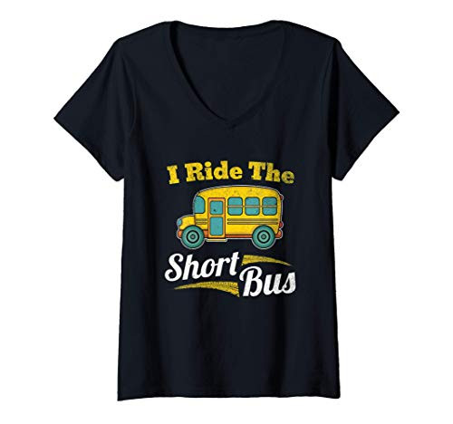 Womens I Ride The Short Bus Driver Vintage School Bus Drivers Gift V-Neck T-Shirt