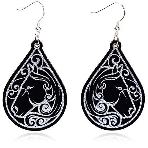 Black Silver-Tone Horse Earrings for Women Hypoallergenic Horse Gifts for Girls Horse Jewelry Earrings