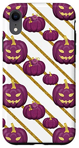 iPhone XR Halloween Print Design Pumpkins Line Patterns White Phone Case