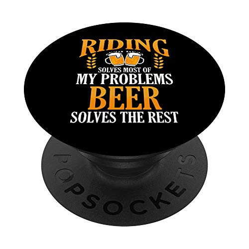Funny Riding And Beer Solves My Problems Driver Racer Gift PopSockets Grip and Stand for Phones and Tablets