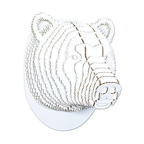 Cardboard Safari Recycled Cardboard Animal Taxidermy Bear Trophy Head Stewart  Micro White