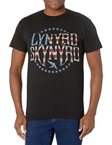 FEA Mens Lynyrd Skynyrd Stripes and Stars Vintaged Logo T-Shirt Black X-Large