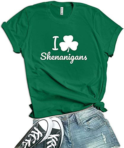Decrum Womens Green Let The Shenanigans Begin Shirt - St Patricks Day Gift   Shenanigans S