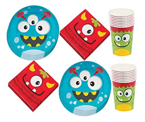 Little Monster Party Pack - Colorful Paper Dinner Plates Luncheon Napkins and Cups Serves 16 Little Monster Party Pack - Colorful Paper Dinner Plates Luncheon Napkins and Cups Serves 16