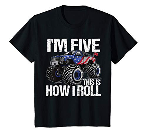 Kids 5 Year Old Monster Truck Birthday Party Trucks Boys 5th Gift T-Shirt Kids 5 Year Old Monster Truck Birthday Party Trucks Boys 5th Gift T-Shirt