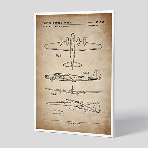B-17 Flying Fortress Bomber Aircraft Poster Patent Poster Unframed Aviation Decor Gifts Under 15