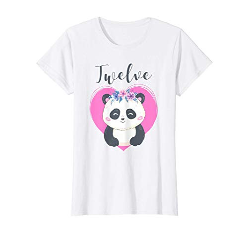 12 Year Old Panda Birthday Party Girl Cute Girls 12th Gift T-Shirt