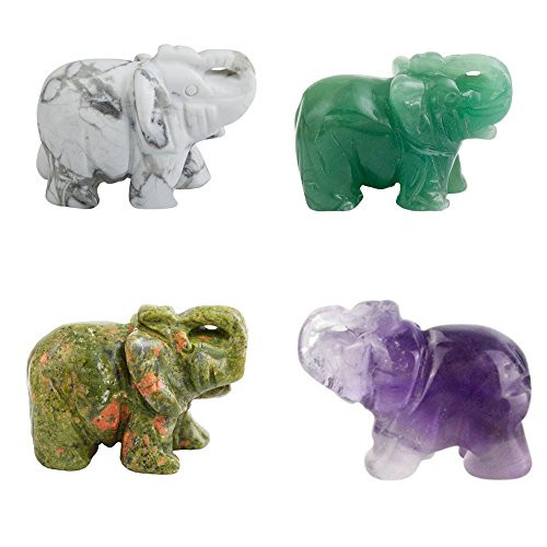 AITELEI 4pcs 1.5 inch Natural Quartz Crystal Carved Gemstones Elephant Figurine Healing Reiki Crystal Guardian Elephant Pocket Stone Statue Gemstone Crafts for Home Decoration AITELEI 4pcs 1.5 inch Natural Quartz Crystal Carved Gemstones Elephant Figurine Healing Reiki Crystal Guardian Elephant Pocket Stone Statue Gemstone Crafts for Home Decoration