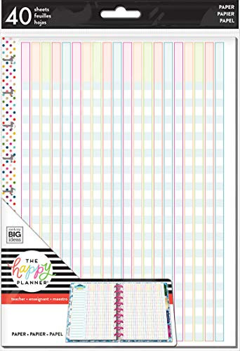 The Happy Planner Filler Paper- Teacher Checklist Theme Planner  and  School Supplies - 40 Sheets of Pre-Punched Paper  Checklist  and  To Do List Note Paper - Classic Sized