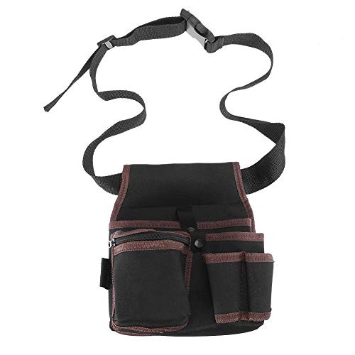 Hongzer Tool Waist Pocket Multifunctional Electrician Tool Bag Waist Pocket Pouch Belt Garden Tool Bag Storage Holder Black