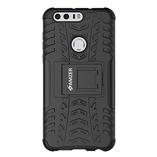 Amzer Slim Hybrid Warrior Rugged Impact Resistant Case Skin for Huawei Honor 8 - Black