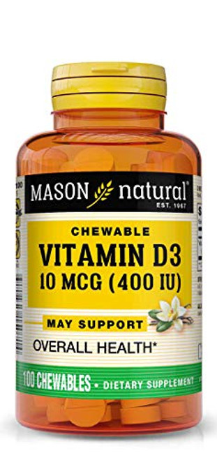 MASON NATURAL Vitamin D Tablets 400 IU Chewable Mason - 100 Ea