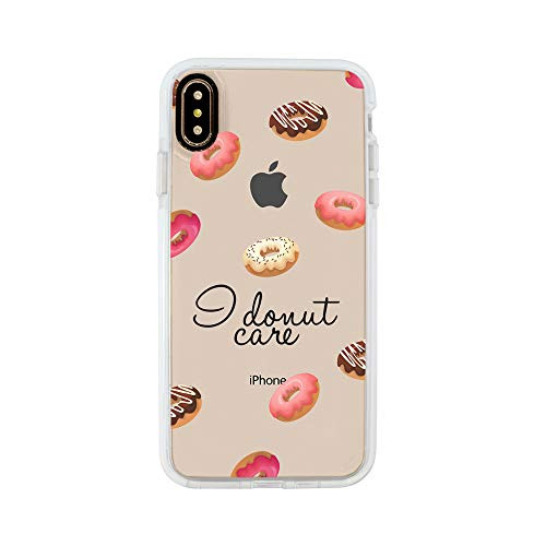 Ultra Slim iPhone Case - Silicone Protective Cover - Compatible for iPhone XR - I Dont Care - I Donut Care - Funny Saying Quote - Donut Phone Case - Funny - White Flexible Soft TPU Cover Case