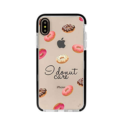 Ultra Slim iPhone Case - Silicone Protective Cover - Compatible for iPhone Xs Max - I Dont Care - I Donut Care - Funny Saying Quote - Donut Phone Case - Funny - Black Flexible Soft TPU Cover Case