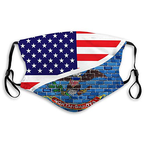 DISGOWONG Mouth Shield Flag North Dakota on a Brick Wall Earloop Cover DISGOWONG Mouth Shield Flag North Dakota on a Brick Wall Earloop Cover