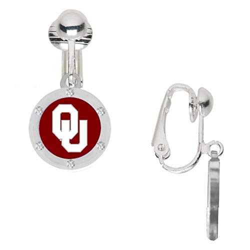 Final Touch Gifts University of Oklahoma University Crystal Earrings Clip-ON
