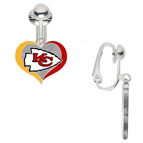 Kansas City Chiefs Swirl Heart Earrings CLIP-ON