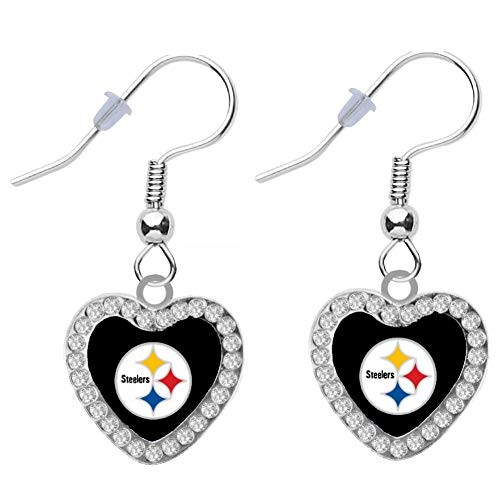 Pittsburgh Crystal Heart Earrings Pierced