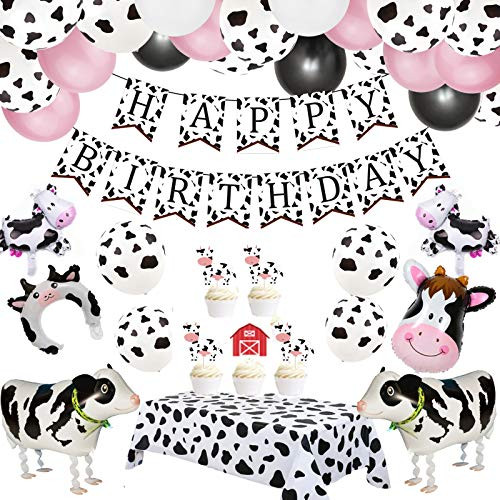 Cow Theme Party Decorations 63pcs Arch Garland Kit with Happy Birthday Banner for Farm Cow Baby Shower Birthday Tablecover Party Supplies Cowboy Party Balloons Farm Animal Theme Party Cow Theme Party Decorations 63pcs Arch Garland Kit with Happy Birthday Banner for Farm Cow Baby Shower Birthday Tablecover Party Supplies Cowboy Party Balloons Farm Animal Theme Party