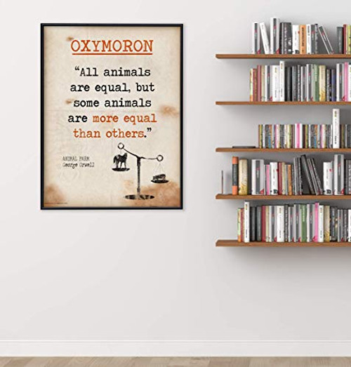 Oxymoron - Educational Poster featuring Animal Farm Quote. Vintage Style Literary Term Classroom Poster